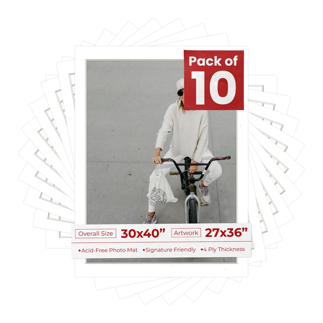 Textured White Mat Board for 30x40 Frames - Fits 27x36 Photos